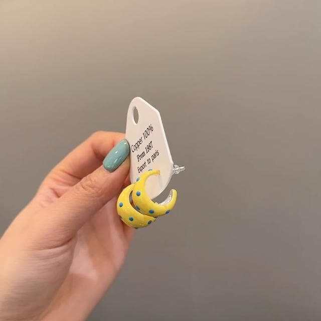🎗飾間首飾鋪 小清新黃色滴釉波點耳環飾品銀針復古氣質輕奢耳飾首飾