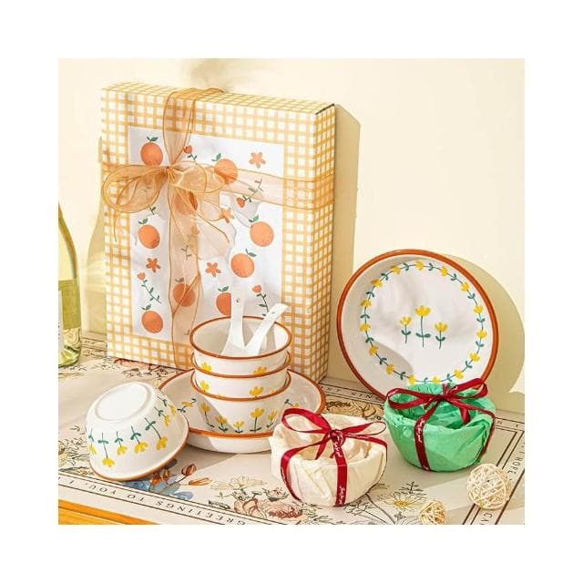 小慕Kogure 碗具 陶瓷釉下彩禮物 山菊花陶瓷碗餐具 喬遷禮品碗商務活動禮品