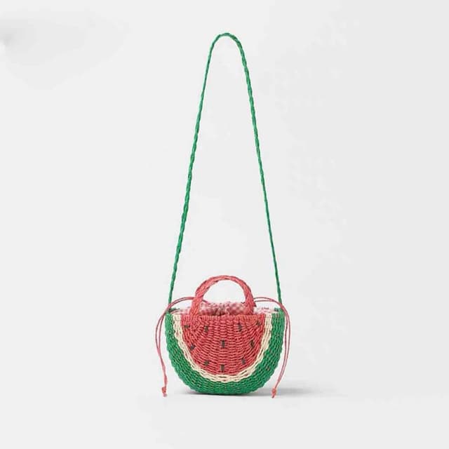 【米蘭精品】情人節禮物 現貨+預購 女草編包手提包渡假單肩側背包大容量藤編織包包(可愛西瓜造型74ly77)