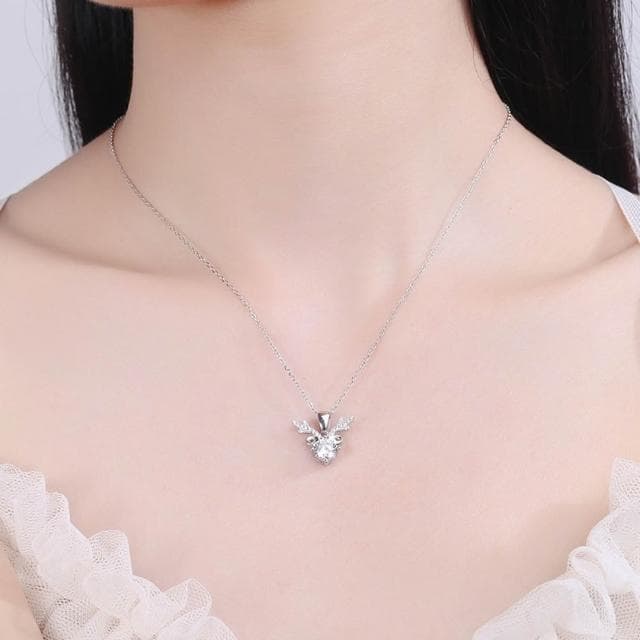 【米蘭精品】現貨+預購 頂級莫桑鑽石項鍊925純銀女項鍊鎖骨鍊項鏈情人節禮物(鹿角一鹿有你小眾2款74lq83)