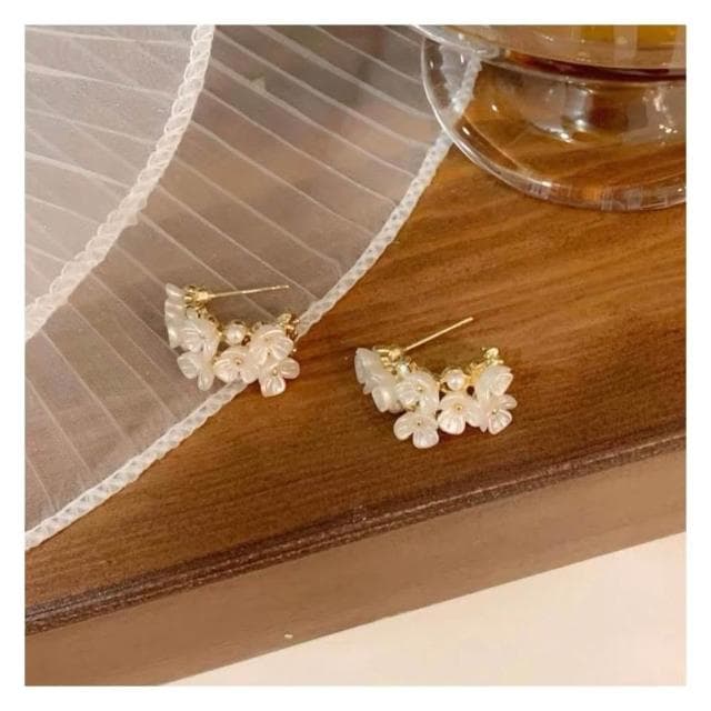【BBHONEY】日韓超仙ins風 清新繁花珍珠耳環 耳飾