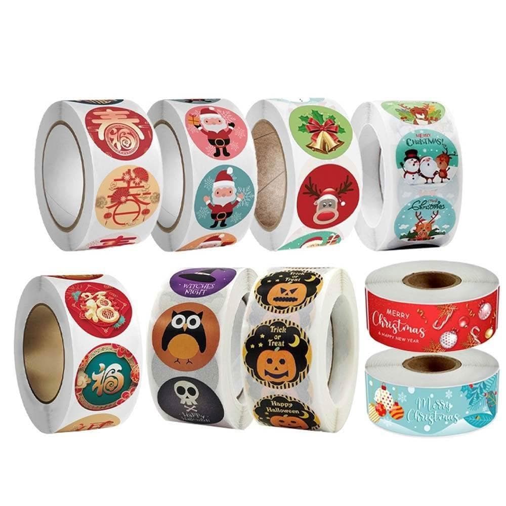 節慶系列連續貼紙卷 (貼紙 DIY貼紙 連續貼 封口貼 裝飾貼紙 手帳貼紙 禮物盒貼紙 聖誕節 萬聖節 春節)