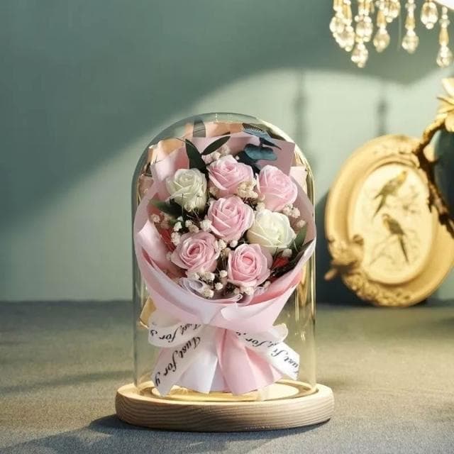 永生花玻璃罩 香皂花 畢業花束 父親節禮物 送老師 七夕情人節 畢業禮物 情人節禮物 送女友