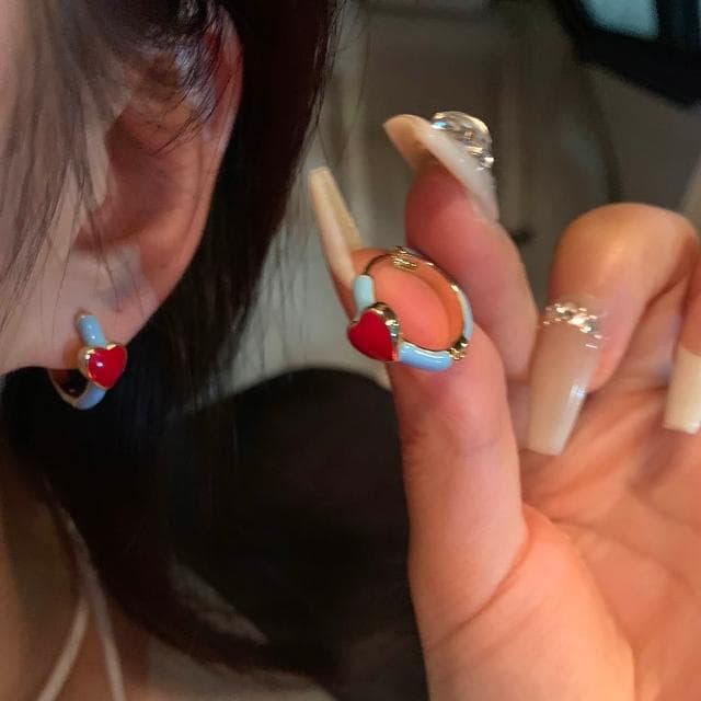🎗飾間首飾鋪 小巧精緻藍色耳環愛心首飾耳飾小眾設計感高級耳墜飾品