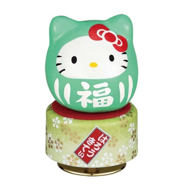 【SANRIO 三麗鷗】達摩Hello Kity音樂盒-紅色/黃色/淺綠/限定粉(音樂盒 擺飾 禮物 可愛擺飾 凱蒂貓)