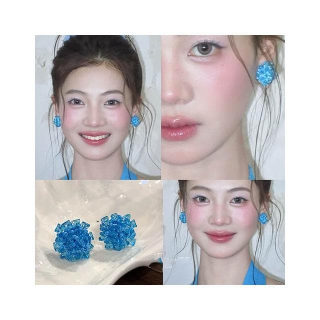🎗飾間首飾鋪 黃色串珠編織繡球耳環飾品高級感首飾春日度假耳環耳飾