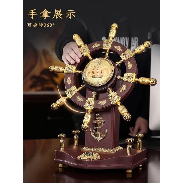 領航舵擺件實木舵手舵輪老闆辦公室喬遷開業禮品酒櫃裝飾品