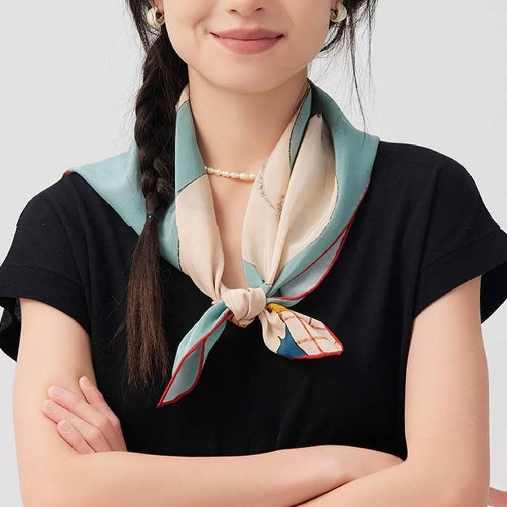 【LEESA】桑蠶絲\童話\髮帶\頭巾\綁髮\領巾\女生絲巾\領口裝飾巾\絲質方巾\包包綁帶絲巾\小方巾\真絲圍巾\裝飾