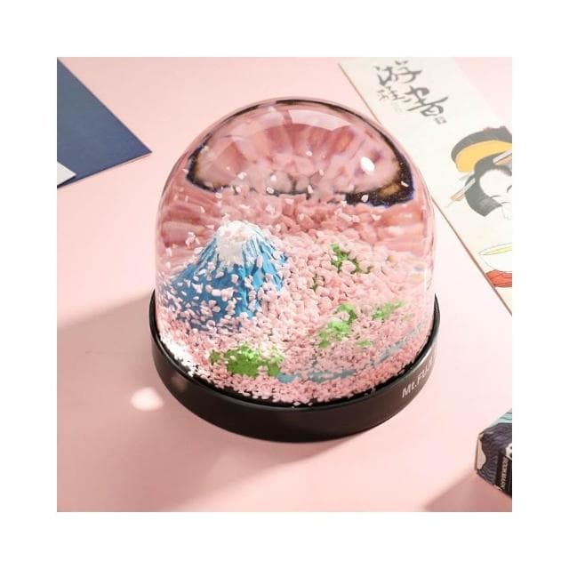 送生日禮物生日日本雪景擺件櫻花富士山水晶球女友浪漫節球男女神