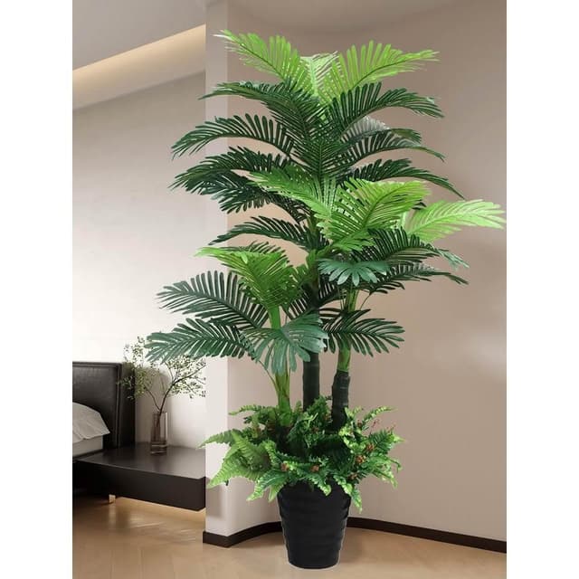 宅配免運🚚 仿真散尾葵 假盆栽綠植 輕奢客廳裝飾 落地假花擺件 大型仿生植物