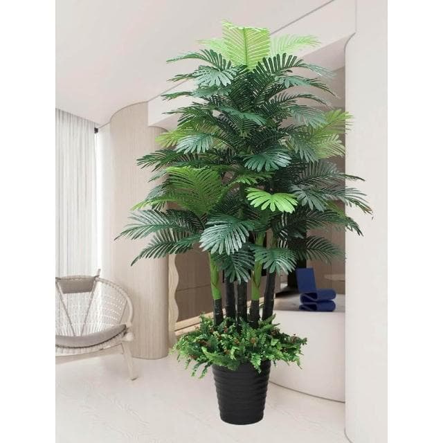 宅配免運🚚 仿真散尾葵 假盆栽綠植 輕奢客廳裝飾 落地假花擺件 大型仿生植物