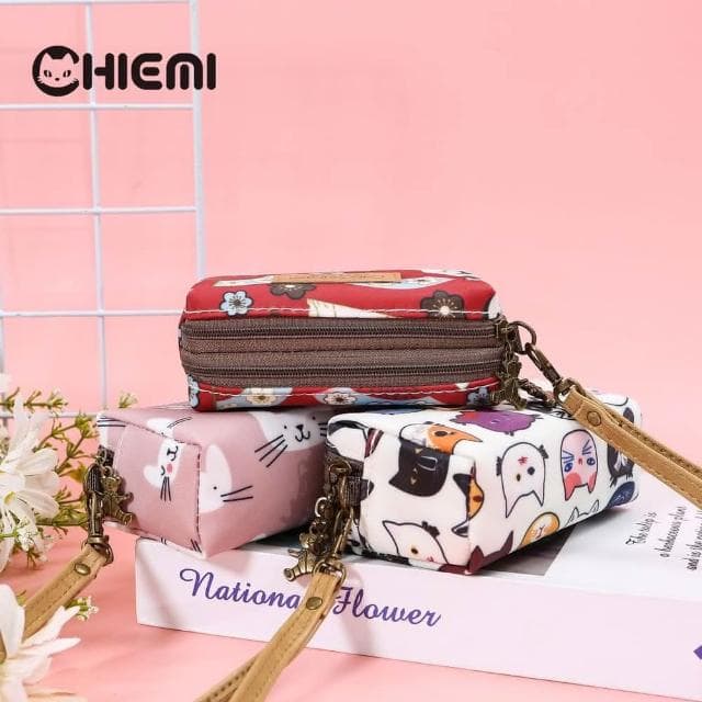 【CHIEMI】可愛小動物們質感拉鏈雙層小零錢包化妝包 收納包 零錢包 小朋友包 交換禮物