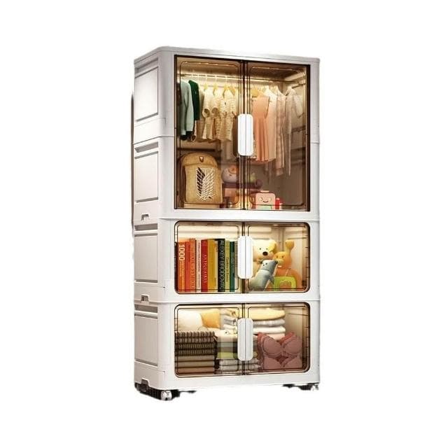 爆款80CM寬嬰兒掛衣兒童家用儲物櫃簡易雙開門臥室寶寶衣櫃收 折疊櫃 收納櫃 衣櫃 衣櫥 收納箱 大容量儲物櫃 整理箱