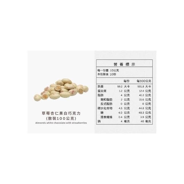 【Ruta】露特 ｜ 立陶宛百年國寶級巧克力 ｜ 草莓杏仁果白巧克力  (散裝 100公克)