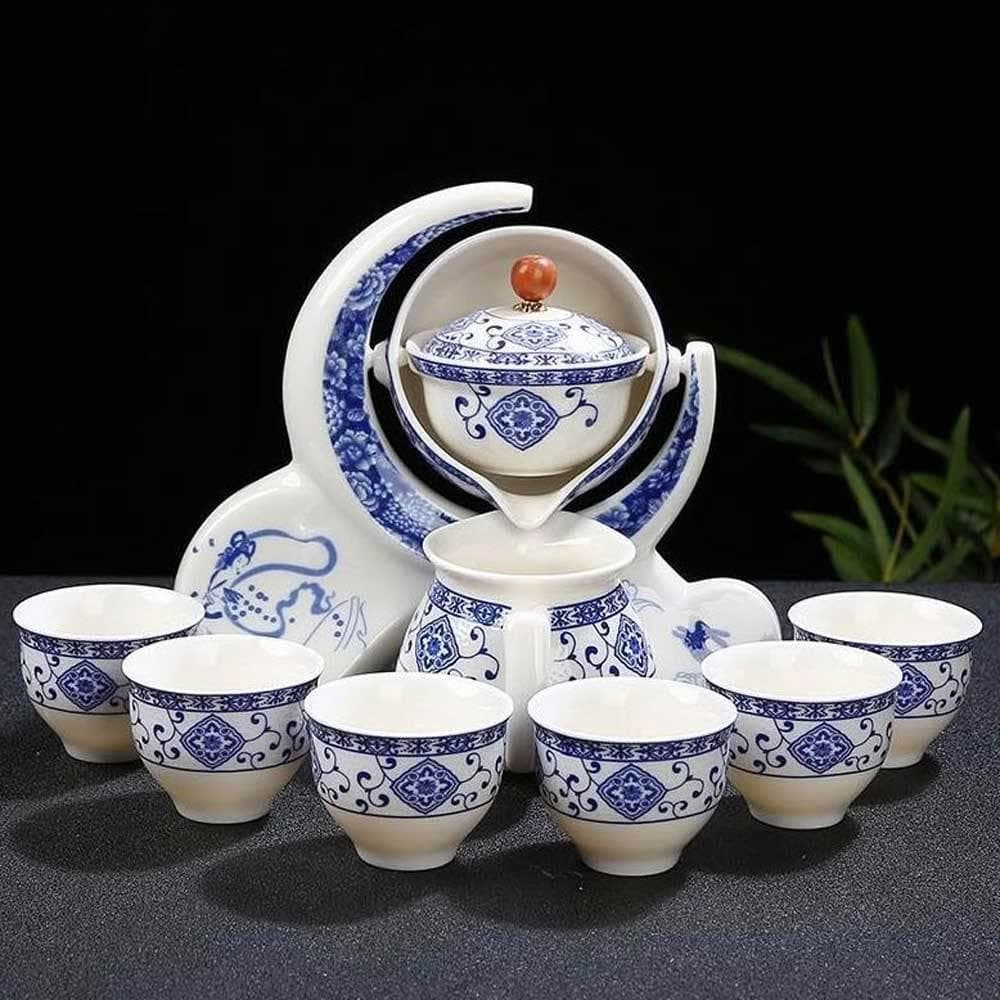 月如意青花瓷大套裝9件組 茶具大全配 入厝禮 搬家禮 開店禮 泡茶壺  茶具組 泡茶組 旅行茶具 自動茶具 