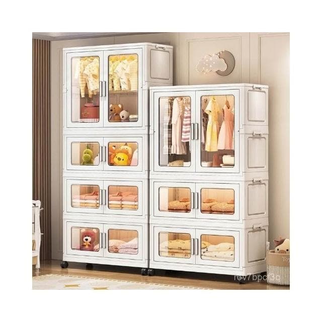 折疊式兒童衣櫃免安裝收納櫃嬰兒寶寶衣物儲物櫃家用多功能置物櫃 折疊櫃 收納櫃 衣櫃 衣櫥 收納箱 大容量儲物櫃 整理箱
