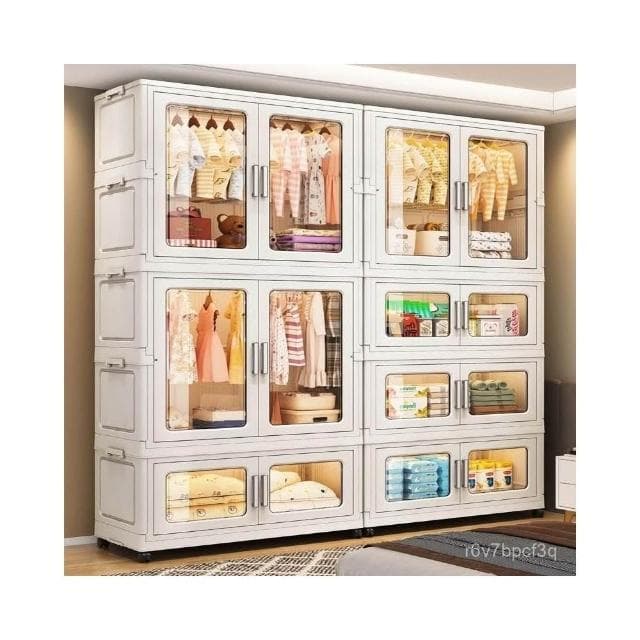 折疊式兒童衣櫃免安裝收納櫃嬰兒寶寶衣物儲物櫃家用多功能置物櫃 折疊櫃 收納櫃 衣櫃 衣櫥 收納箱 大容量儲物櫃 整理箱