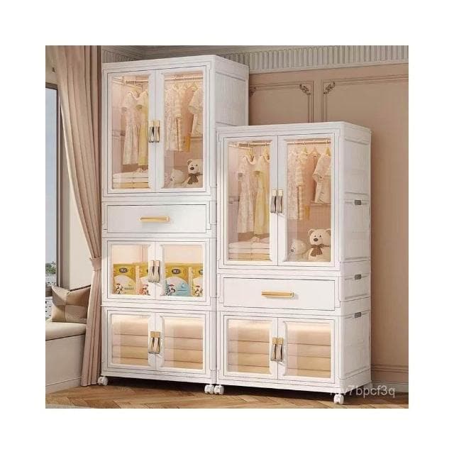 兒童衣櫃寶寶家用安裝收納衣服整理嬰兒衣櫥塑料多層零食儲物櫃 折疊櫃 收納櫃 衣櫃 衣櫥 收納箱 大容量儲物櫃 整理箱