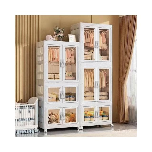 兒童衣櫃寶寶家用安裝收納衣服整理嬰兒衣櫥塑料多層零食儲物櫃 折疊櫃 收納櫃 衣櫃 衣櫥 收納箱 大容量儲物櫃 整理箱