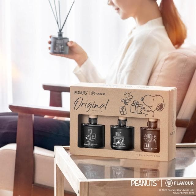 【FLAVOUR】史努比聯名香氛✨FLAVOUR 居家香氛擴香瓶禮盒 70mlx3【寵物友善】／香氛瓶 芳香瓶 聖誕節交換禮物