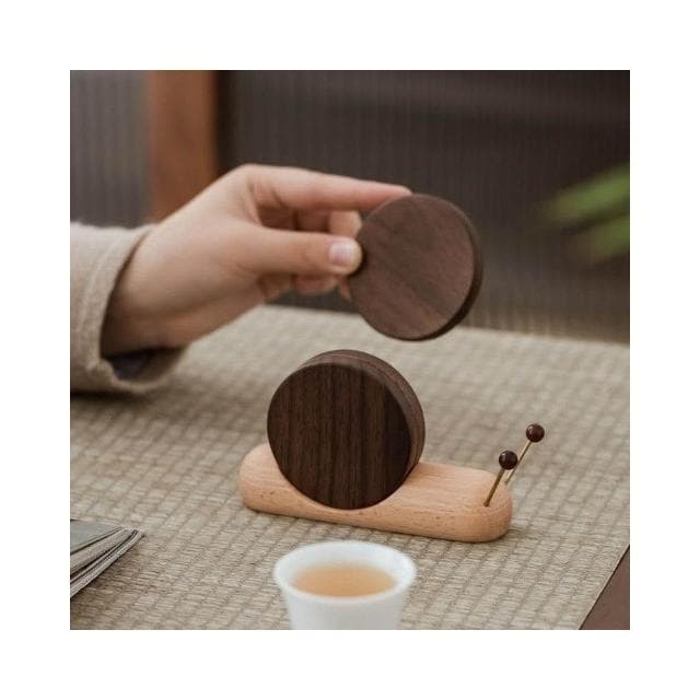 黑胡桃 實木隔熱墊 杯墊 餐墊 餐桌擺件 蝸牛隔熱墊 木質 創意擺件 防燙 耐高溫 隔熱墊 生日禮物 交換禮物 喬遷禮物