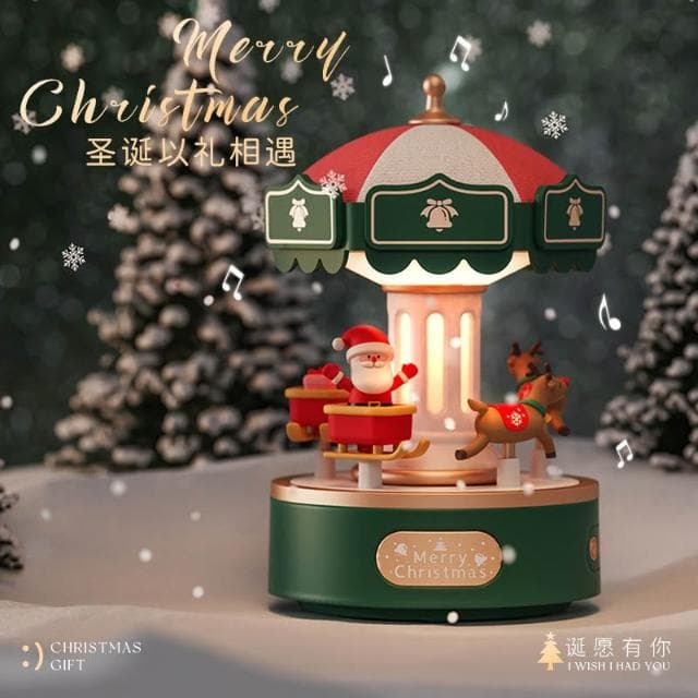 旋轉木馬八音盒燈臥室床頭USB充電伴睡氛圍夜燈辦公桌面藍牙音響