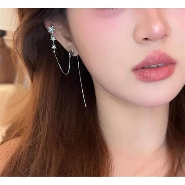 🎗飾間首飾鋪 耳飾閃鑽星星流蘇耳環骨夾一體成型首飾飾品輕奢高級感氣質耳釘