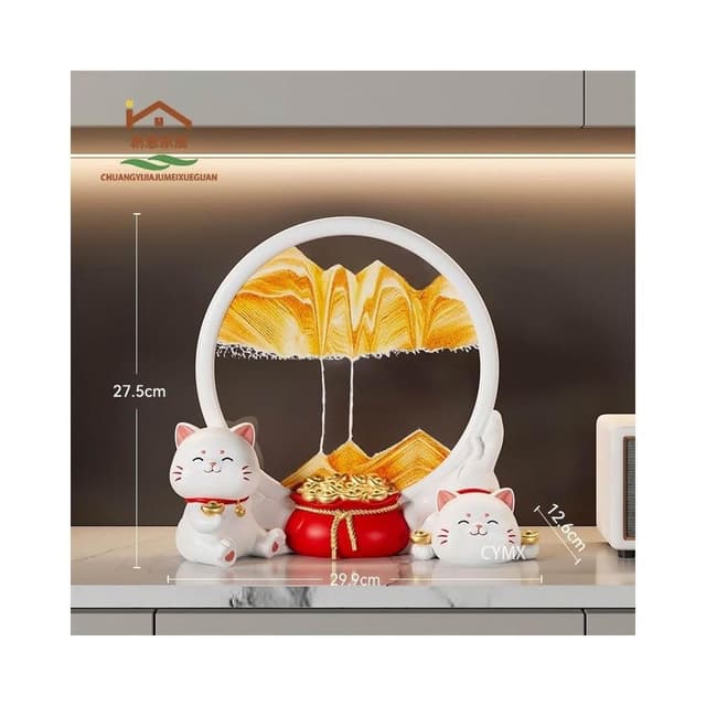 台灣熱賣/高品質  招財貓 客廳裝飾 招財擺飾 流沙畫 入厝禮物 喬遷禮品 玄關擺件  電視櫃擺件 玄關裝飾品 家居飾品