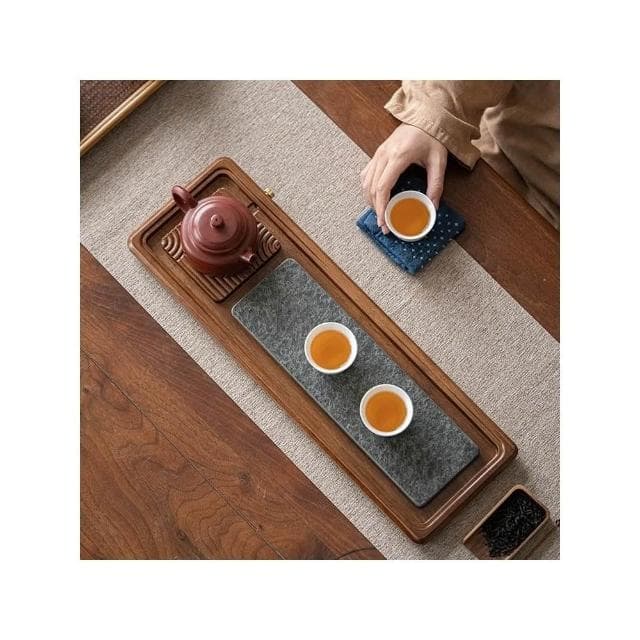 廠家直發 免稅 茶盤 高檔烏金石實木茶盤家用客廳功夫茶具茶海重竹長方幹泡臺排水兩用