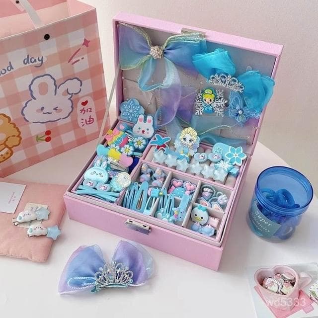 兒童髮飾套裝髮夾禮盒小女孩禮物女童頭飾可愛髮卡橡皮筋夾子生日禮物