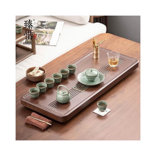 廠家直發 茶盤 現代輕奢中式茶盤 家用功夫茶具套裝辦公室會客排水式大小茶臺