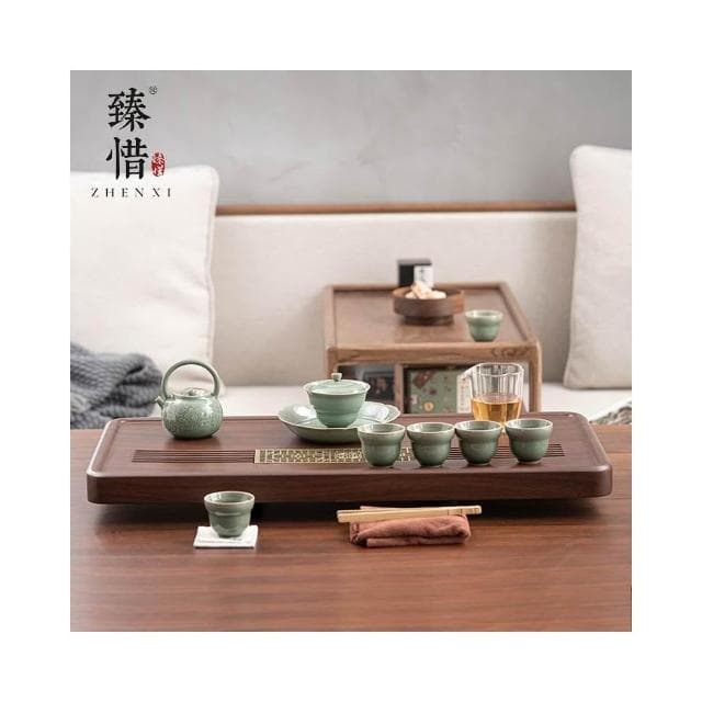 廠家直發 茶盤 現代輕奢中式茶盤 家用功夫茶具套裝辦公室會客排水式大小茶臺
