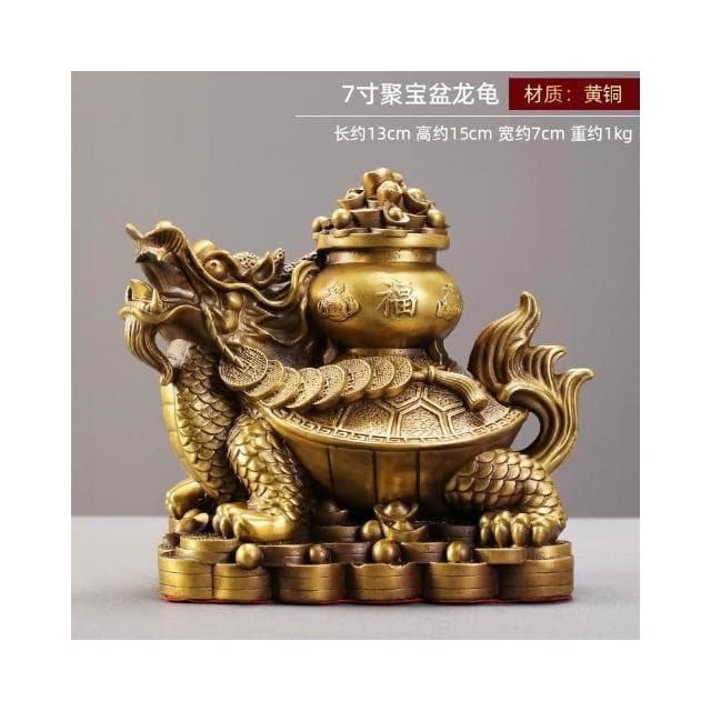 聚寶盆 龍龜黃銅擺件 工藝品 店鋪開業送禮 桌面裝飾品 全銅工藝品 擺飾