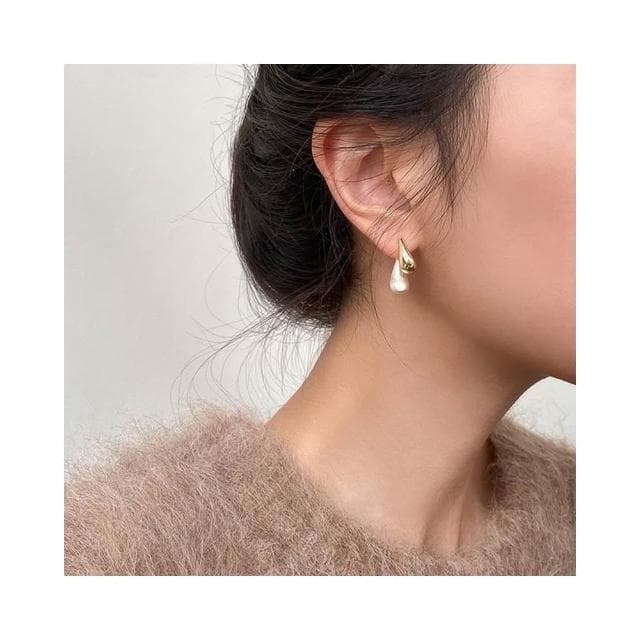 Miss Si 現貨速發 雙色水滴 S925銀針耳環 簡單設計感個性百搭耳釘 可兩戴金銀雙拼耳飾