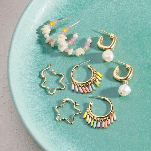 【Pura Vida】美國手工 MOTHER OF PEARL 珍珠母貝混合彩珠耳環