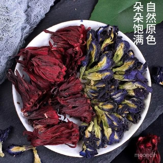 富富甄選 正品洛神花茶蝶豆花組閤裝玫瑰茄紅桃k幹花藍蝴蝶網紅調色水果茶