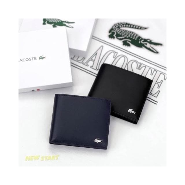 New START精品服飾-員林 現貨 Lacoste 鱷魚 牛皮 零錢袋 短夾 男生短夾 盒裝 皮夾 錢包