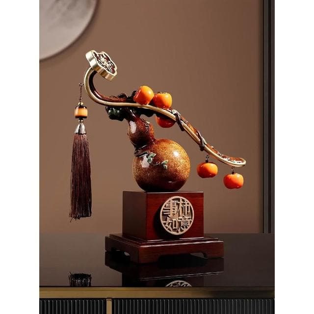 新中式柿柿事事如意柿子擺件葫蘆客廳搬家禮物裝飾品喬遷新居禮品