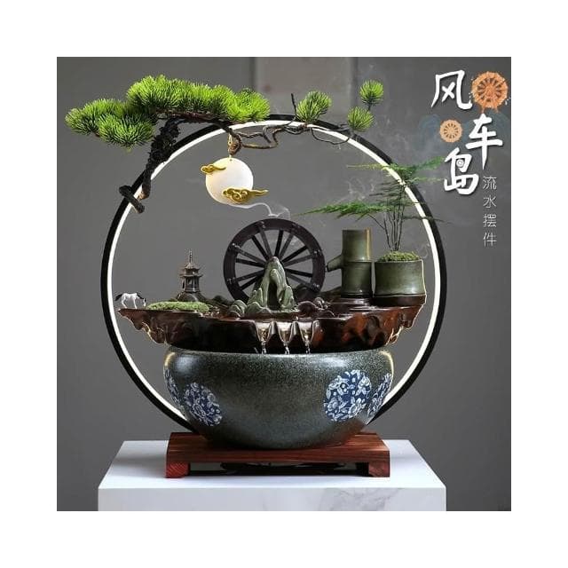 招財流水擺件迴圈水辦公室開業禮物創意家居客廳裝飾玄關桌風水輪