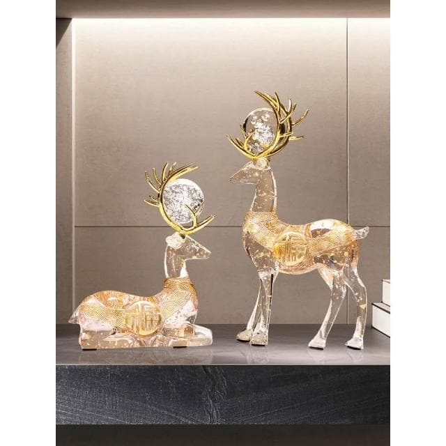 新中式招財鹿擺件輕奢高檔玄關客廳酒櫃電視櫃辦公室裝飾喬遷禮品