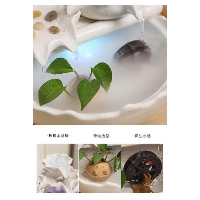 招財水流盆風水輪招財水車流水擺件聚寶盆時來運轉陶瓷流水盆流水擺飾水流擺件風水擺飾開幕喬遷禮物