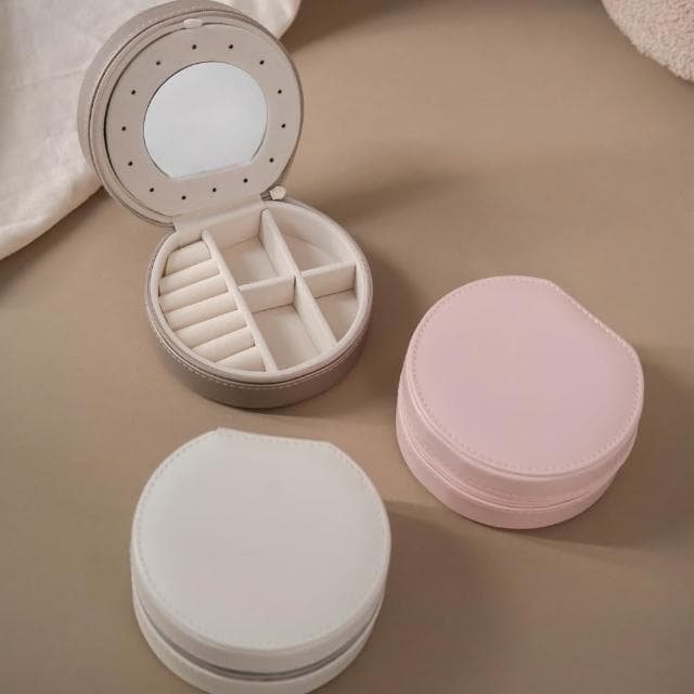 【Porabella】新款質感首飾盒 雙層半圓形珠寶盒 小巧輕便 絨布盒飾品盒 戒指項鍊耳環耳夾收納 飾品收納 交換禮物