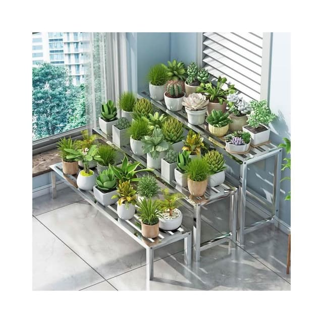 不锈钢花架 阶梯式组合阳台多肉专用多层架 加宽户外植物摆放花盆架 戶外花架 階梯式花架 陽台花架 盆栽架 花架陽臺落地式