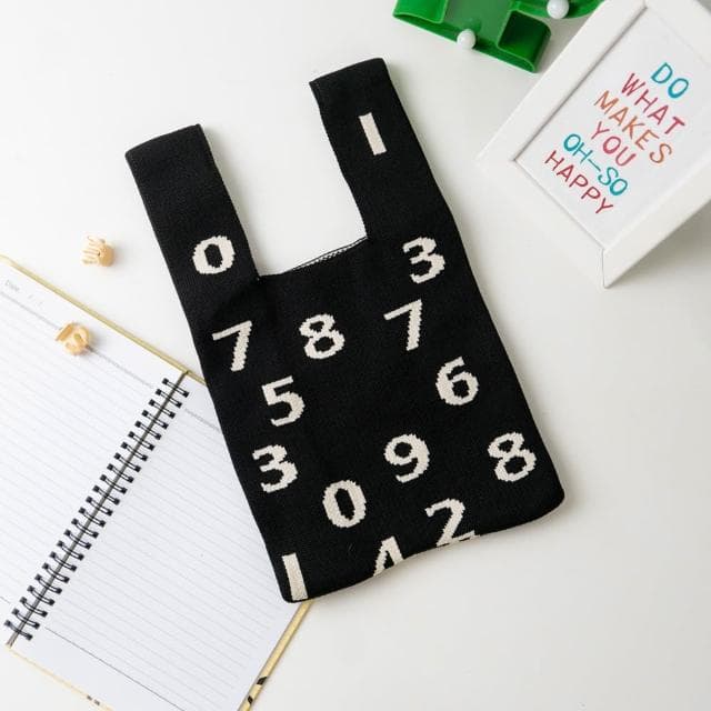 【AHUA 阿華有事嗎】AHUA阿華有事嗎 韓系包包 滿版數字針織手提包 B0064 韓妞必備包 百搭配件 包包 袋子 手袋 肩包 日系