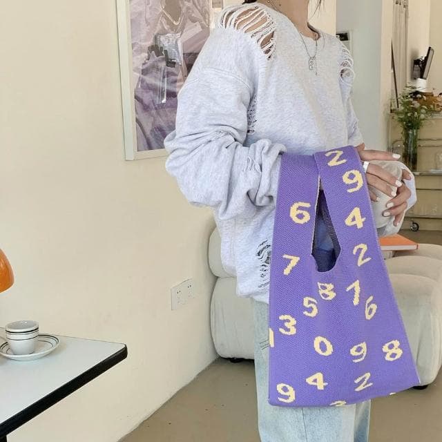 【AHUA 阿華有事嗎】AHUA阿華有事嗎 韓系包包 滿版數字針織手提包 B0064 韓妞必備包 百搭配件 包包 袋子 手袋 肩包 日系