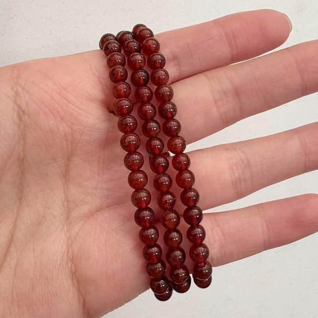 【Paiya 派亞】5MM澄石榴石澄紅石榴冰透乾淨深艷色手鏈手串女人石水晶飾品三圈可當項鍊