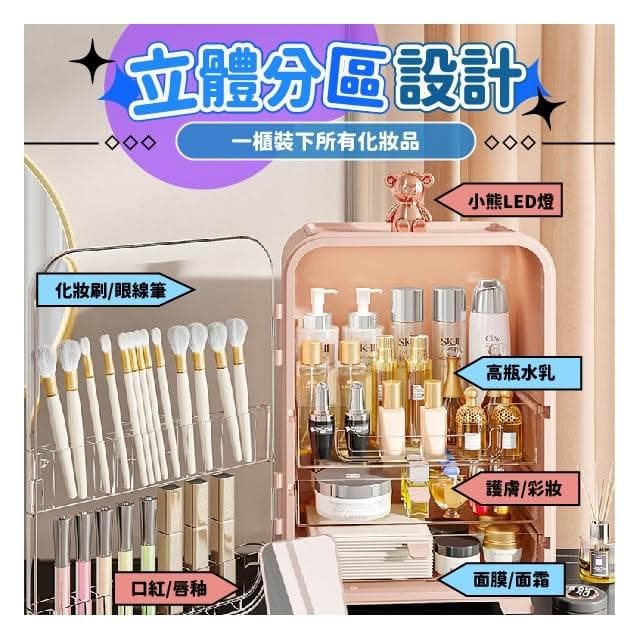 0元免運🔥 LED化妝品收納盒 台灣公司貨 保養品收納櫃 化妝品收納箱 口紅收納盒 保養品收納盒 美妝箱 化妝箱