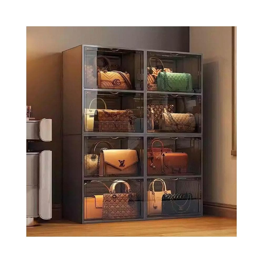 落地置物架 包包收納神器 家用多層透視盒子手袋展示櫃防塵