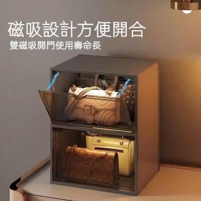 落地置物架 包包收納神器 家用多層透視盒子手袋展示櫃防塵