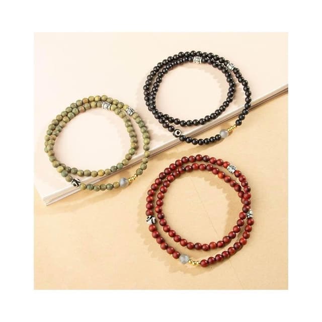 【開運堂】現貨 6mm紫檀木+天然灰月光多圈復古手串新中式國潮綠檀串珠手鍊天珠灰月光手飾